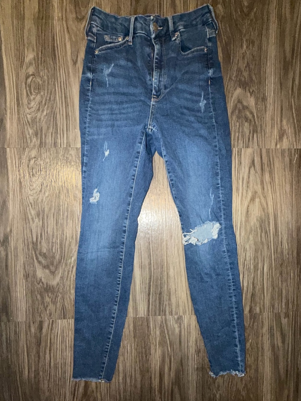 Denim&Co High-Rise Distressed Blue Skinny Jeans Size 2